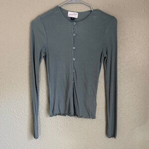 Universal Thread Sage Green Ribbed Button-Up Cardigan Top NWOT